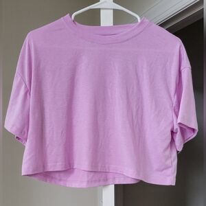Solid Drop Shoulder Crop Top Lilac Purple size:8/10